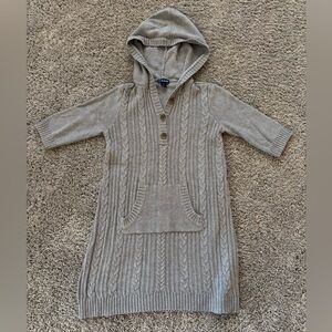Old Navy Gray Cable Knit Sweater Dress With Hood Kids Girls Size M